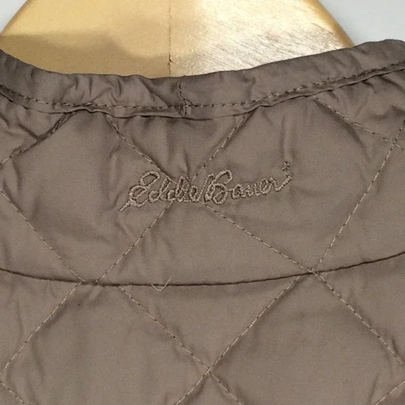 Eddie Bauer Vest Womens Medium Quilted Goose Down Brown Outdoors Hiking - Picture 6 of 16